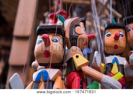 Wooden Pinocchio Dolls With His Long Nose