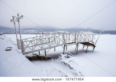 Frozen Bazaleti Lake, Panorama, Dusheti, Georgia