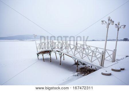 Frozen Bazaleti Lake, Panorama, Dusheti, Georgia
