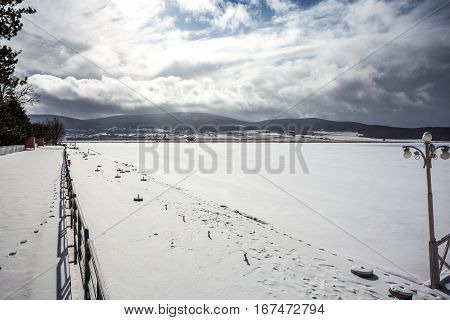 Frozen Bazaleti Lake, Panorama, Dusheti, Georgia