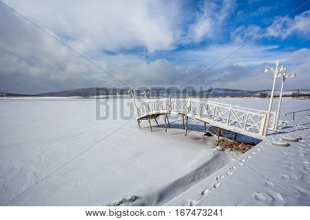 Frozen Bazaleti Lake, Panorama, Dusheti, Georgia