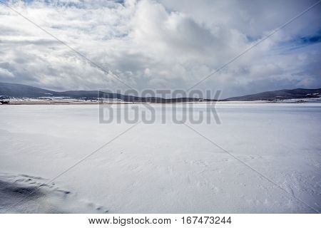 Frozen Bazaleti Lake, Panorama, Dusheti, Georgia