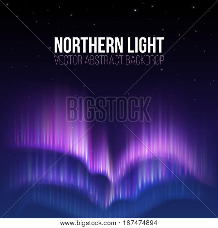 Aurora borealis, northern light winter vector abstract backdrop. Color northern light background, night sky with abstract northern light illustration