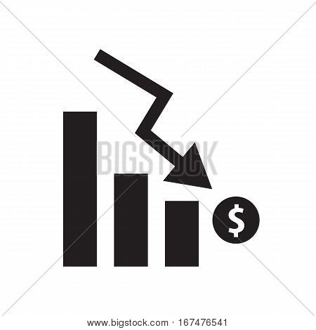 Chart with bars with bars declining. Chart icon.