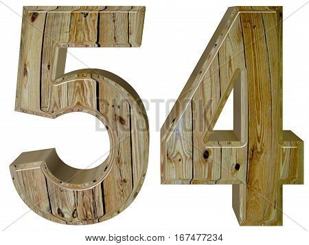 Numeral 54, Fifty Four, Isolated On White Background, 3D Render