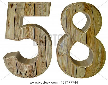 Numeral 58, Fifty Eight, Isolated On White Background, 3D Render