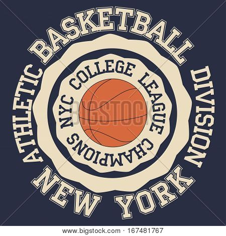 New york Brooklyn sport typography t-shirt  basketbal - vector