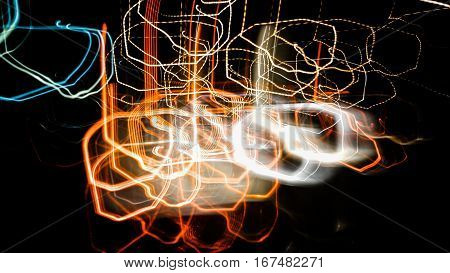 Night lights on street Astir , Abstract