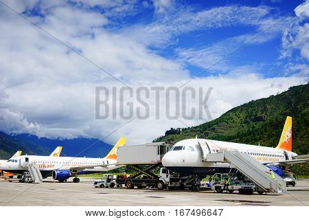 Airplanes At Paro Airport In Thimphu, Bhutan
