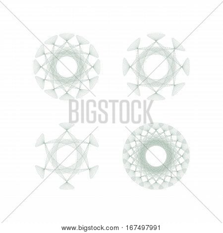 Guilloche decorative rosette element. Digital watermark. It can be used as a protective layer for certificate voucher banknote money design currency note check ticket reward etc