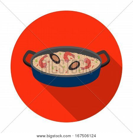 Paella icon in flat design isolated on white background. Spain country symbol stock vector illustration.