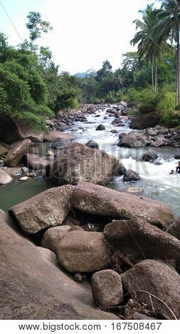 Potrait Panorama Hulu Sungai Indah Pemandangan Alam Pinggiran Sungai