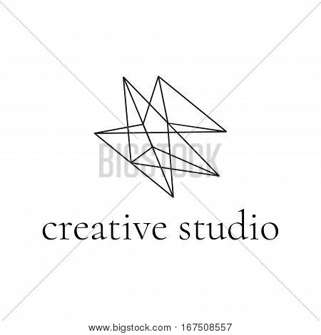 Abstract geometric logo. Line design, vector isolated. Trendy hipster icon. Line design element. Line figure. Linear symbol.