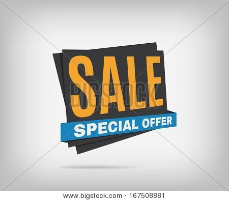 Sale banner on a gray background. Trendy discount poster. Special offer tag. Vector illustrration eps 10
