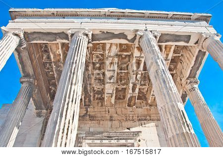 Coffering On The Ceiling Of The Erechtheion On The Top Of Acropolis.greece.