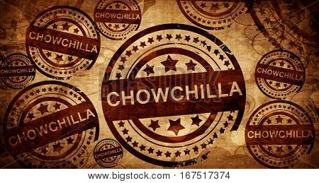 chowchilla, vintage stamp on paper background