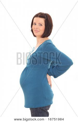 junge schöne schwangere Frau, isolated on white