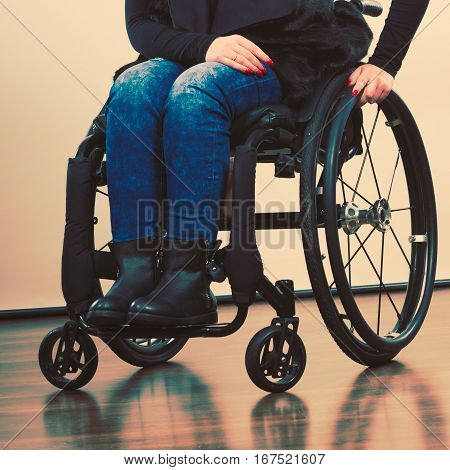 Invalid Woman On Wheelchair.