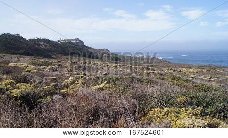 BIG SUR, CALIFORNIA, UNITED STATES - OCT 7, 2014: Hiking path along the Pacific Ocean in Garrapata State Park.