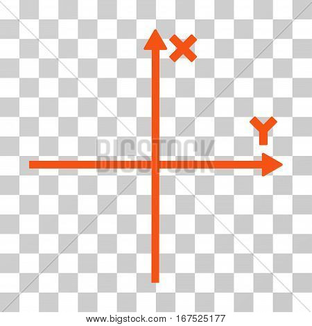 Cartesian Axes vector icon. Illustration style is flat iconic orange symbol on a transparent background.
