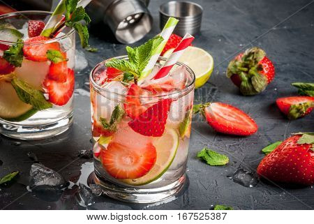 Summer Refreshing Mojito With Strawberry