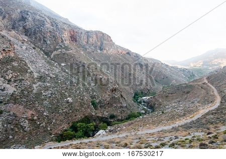 The Kourtaliotiko Gorge During The Midday On Crete Island Greece.