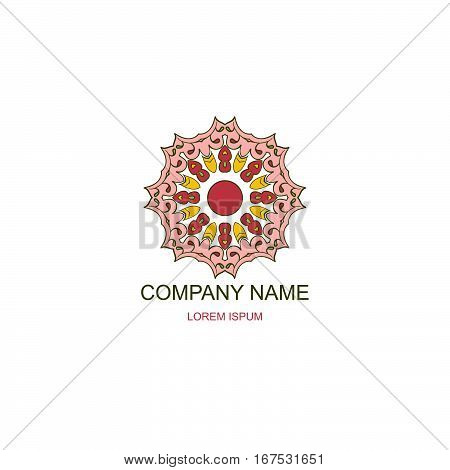 Business logo. Floral Oriental logo. Company logo in the oriental-style. Multangular round logo flower