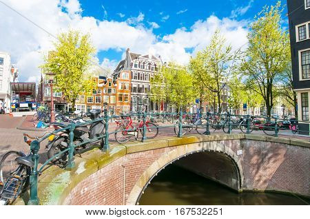 Amsterdam Bikes Canal Holland Old Netherlands City Water Dutch Travel Architecture Europe European B