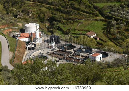 elevated view of the water treatment plant