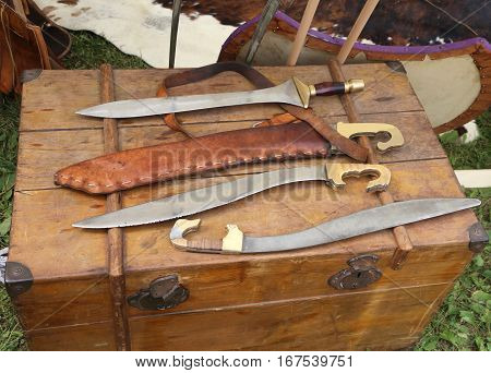 Sharp Weapons Knives Swords Medieval Or Roman