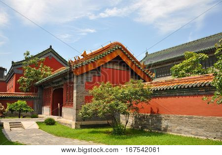 Pavilion in the Shenyang Imperial Palace Mukden Palace, Shenyang, Liaoning Province, China. Shenyang Imperial Palace  UNESCO world heritage site built in 400 years ago.