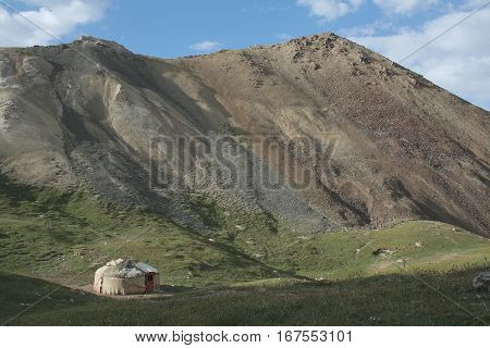 Small Yurt In Tien Shan Mountains. Kyrgyzstan