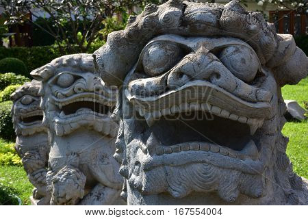 Bangkok/ Thailand - January 2017: Statue of Yama in the temple of Dawn in Bangkok