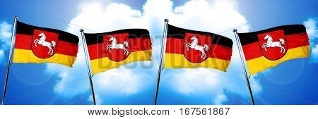 lower saxony, niedersachsen flag, 3D rendering