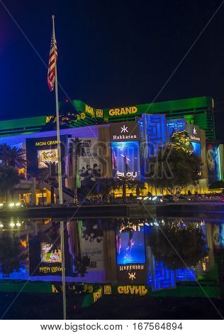 LAS VEGAS - NOV 24 : MGM hotel and casino on November 24 2016 in Las Vegas. The MGM Grand is the third largest hotel in the world and the largest hotel resort complex in the USA