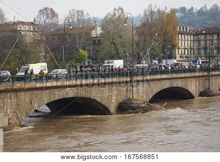 River Po Flood In Turin