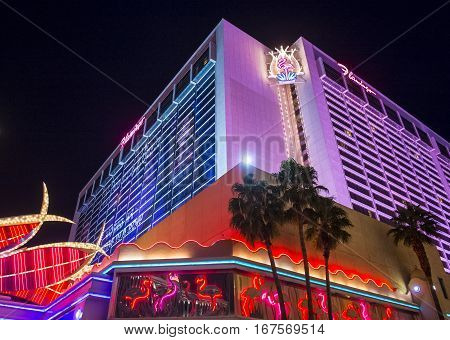 LAS VEGAS - NOV 24 : The Flamingo hotel and casino on November 24 2016 in Las Vegas. The hotel opened by Bugsy Segal on 1946 and it's the oldest resort on the Strip still in operation