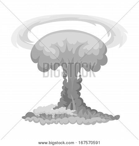 Nuclear explosion icon in monochrome design isolated on white background. Explosions symbol stock vector illustration.