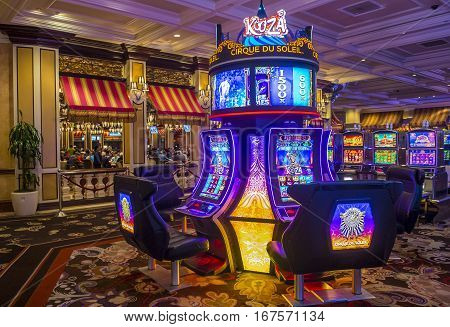 LAS VEGAS - OCT 05 : The interior of Bellagio hotel and casino on October 05 2016 in Las Vegas. Bellagio is a luxury hotel and casino located on the Las Vegas Strip. The Bellagio opened on 1998.