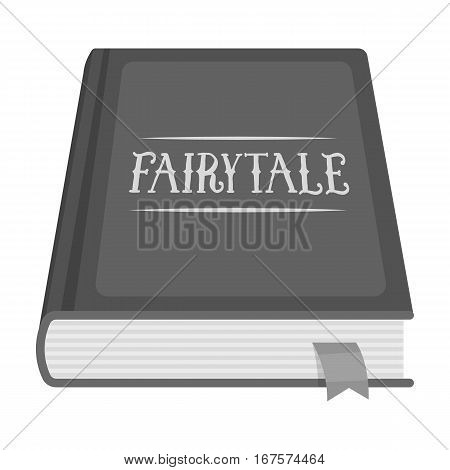 Book with fairytales icon in monochrome design isolated on white background. Sleep and rest symbol stock vector illustration.