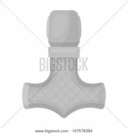 Viking god hammer icon in monochrome design isolated on white background. Vikings symbol stock vector illustration.