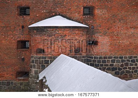 Tower of Der Dona now museum of Amber. Part of the german defensive fortifications in the Konigsberg. After Second World War Konigsberg was called Kaliningrad and became part of Russia.