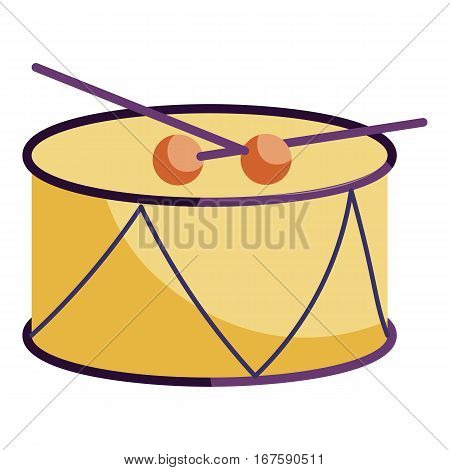 Drum and drum sticks icon. Cartoon illustration of drum and drum sticks vector icon for web