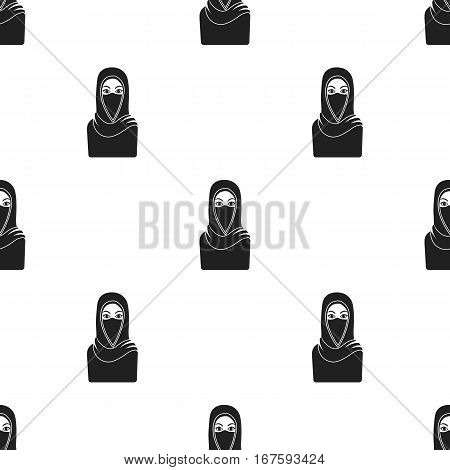 Niqab icon in black style isolated on white background. Religion pattern vector illustration. - stock vector