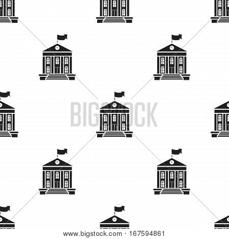 School icon black. Single education icon from the big school, university black. - stock vector