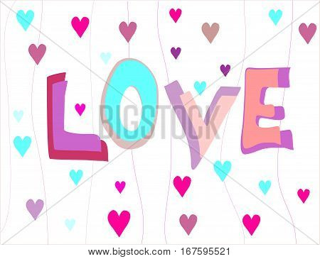 with love and heats inscription plate on valentine day