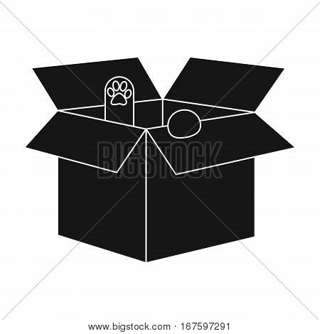 Cat in a carton box icon of vector illustration for web and mobile design - stock vector