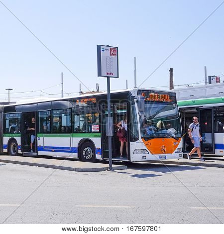 Venice, Italy, June, 21, 2016: bus station in Venice, Italy