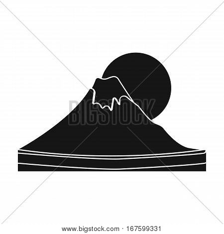 Mount Fuji icon in black style isolated on white background. Japan symbol vector illustration. - stock vector