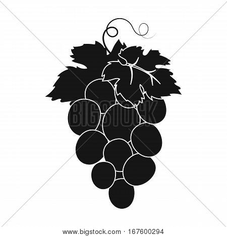 Bunch of wine grapes icon in black design isolated on white background. Spain country symbol stock vector illustration. - stock vector